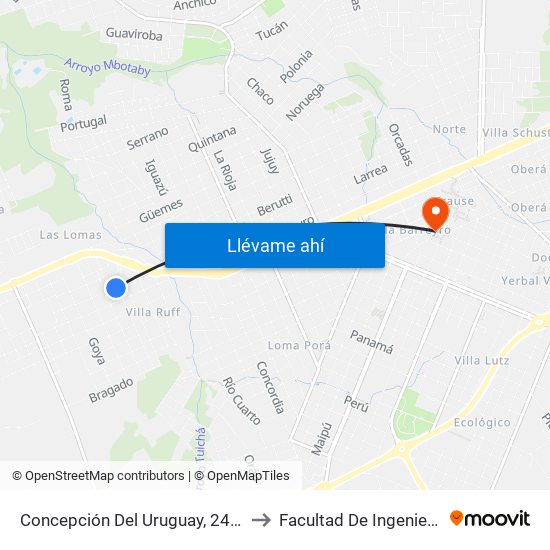 Concepción Del Uruguay, 2427 to Facultad De Ingeniería map