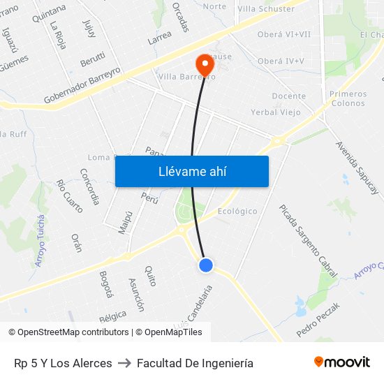 Rp 5 Y Los Alerces to Facultad De Ingeniería map