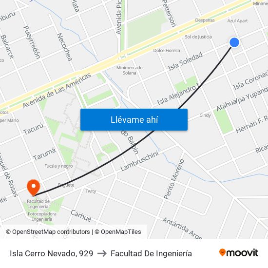 Isla Cerro Nevado, 929 to Facultad De Ingeniería map