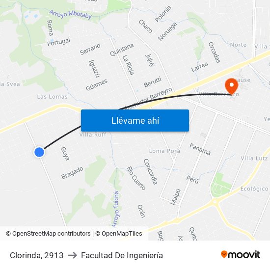 Clorinda, 2913 to Facultad De Ingeniería map