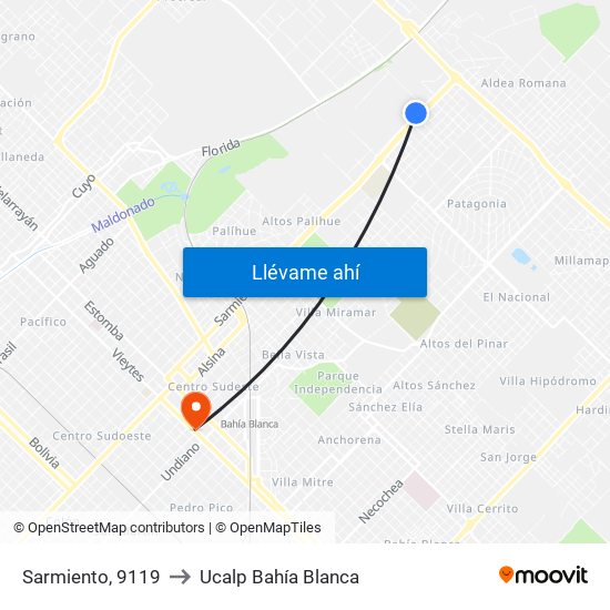 Sarmiento, 9119 to Ucalp Bahía Blanca map