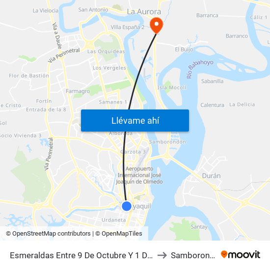 Esmeraldas Entre 9 De Octubre Y 1 De Mayo to Samborondon map