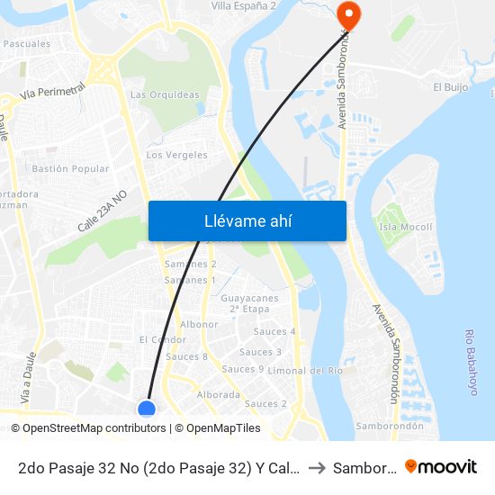 2do Pasaje 32 No (2do Pasaje 32) Y Calle 18j No (Felipe Pezo) to Samborondon map