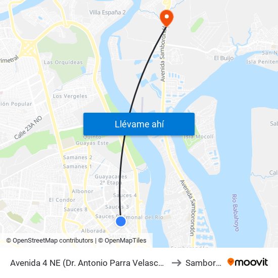 Avenida 4 NE (Dr. Antonio Parra Velasco) Y 4to Callejon 16a to Samborondon map
