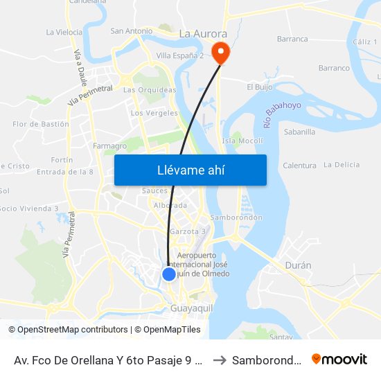 Av. Fco De Orellana  Y  6to Pasaje 9 No to Samborondon map