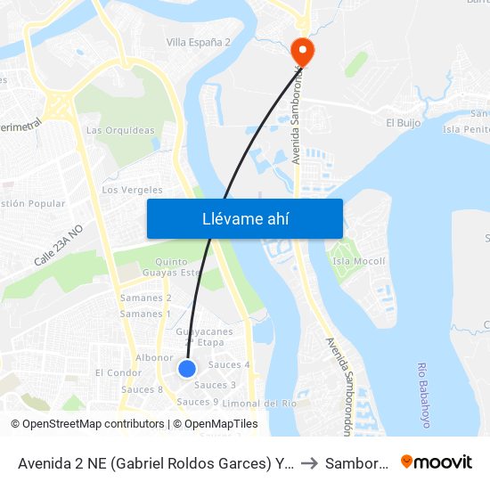 Avenida 2 NE (Gabriel Roldos Garces) Y 9no Pasaje 3a NE to Samborondon map