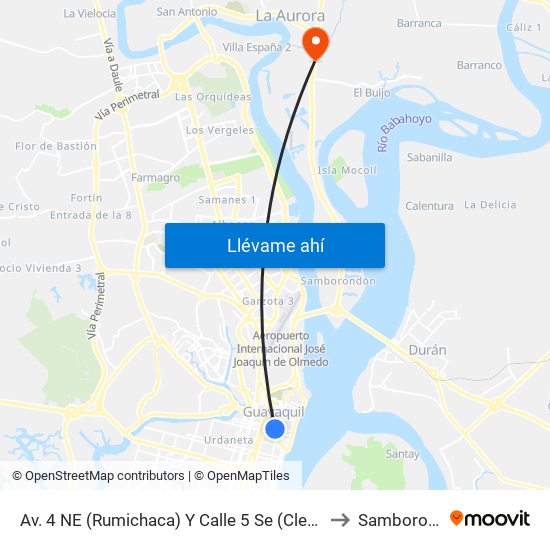 Av. 4 NE (Rumichaca)  Y Calle 5 Se  (Clemente Ballen) to Samborondon map