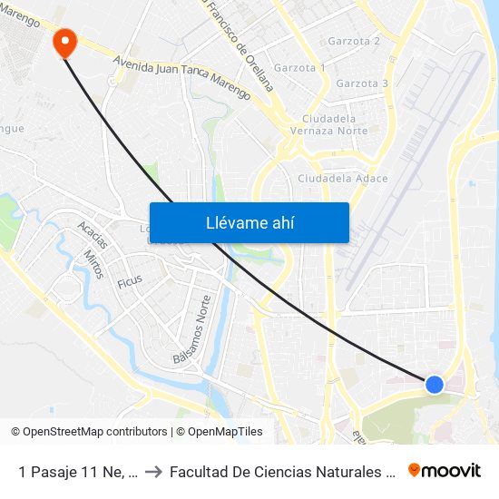 1 Pasaje 11 Ne, 17 to Facultad De Ciencias Naturales (Ug) map