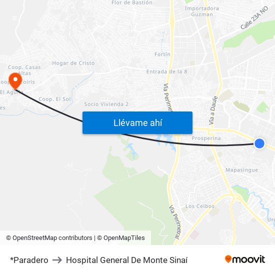 *Paradero to Hospital General De Monte Sinaí map