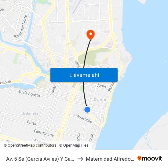 Av. 5 Se (Garcia Aviles)  Y Calle 8 Se (Colon) to Maternidad Alfredo G. Paulson map