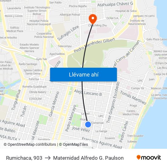 Rumichaca, 903 to Maternidad Alfredo G. Paulson map