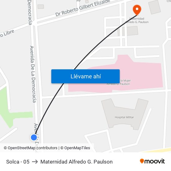 Solca - 05 to Maternidad Alfredo G. Paulson map