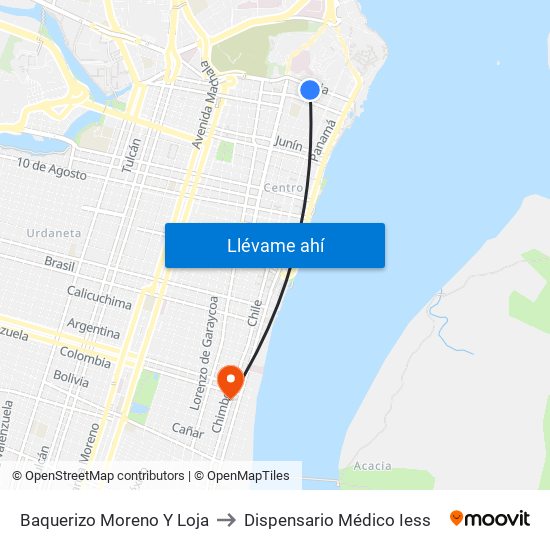 Baquerizo Moreno Y Loja to Dispensario Médico Iess map