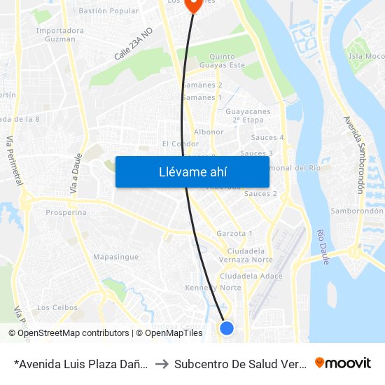 *Avenida Luis Plaza Dañin, 13 to Subcentro De Salud Vergeles map