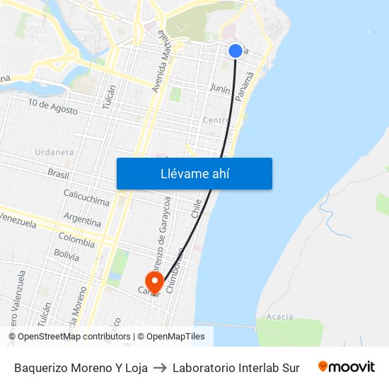 Baquerizo Moreno Y Loja to Laboratorio Interlab Sur map