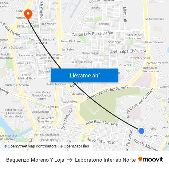 Baquerizo Moreno Y Loja to Laboratorio Interlab Norte map