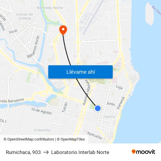 Rumichaca, 903 to Laboratorio Interlab Norte map