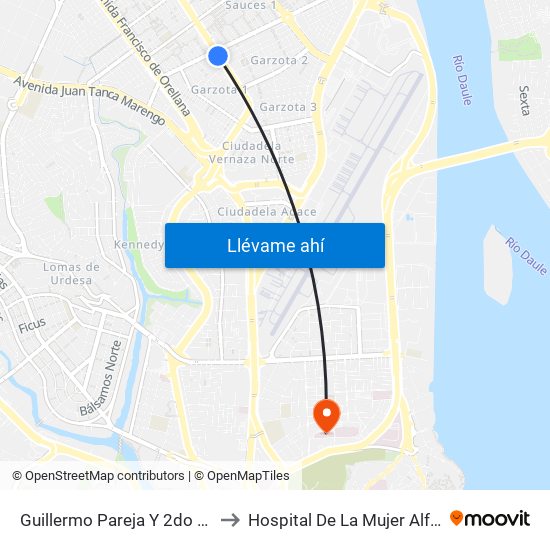 Guillermo Pareja Y  2do Callejon 15e N-E to Hospital De La Mujer Alfredo G. Paulson map