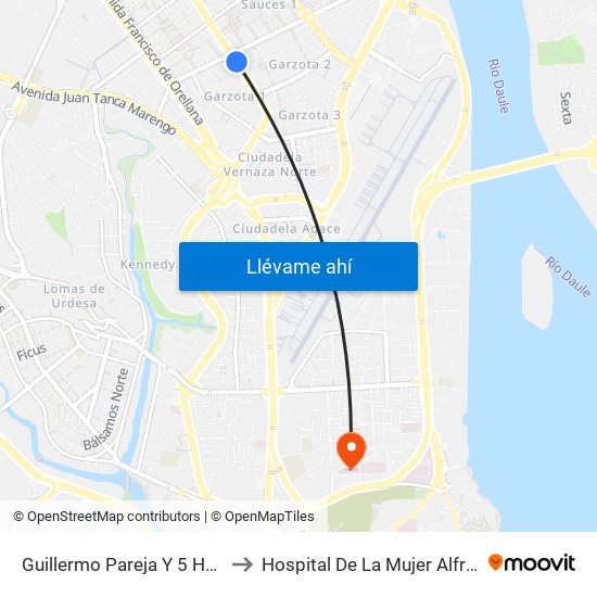 Guillermo Pareja Y  5 Herradura 2 N-E to Hospital De La Mujer Alfredo G. Paulson map