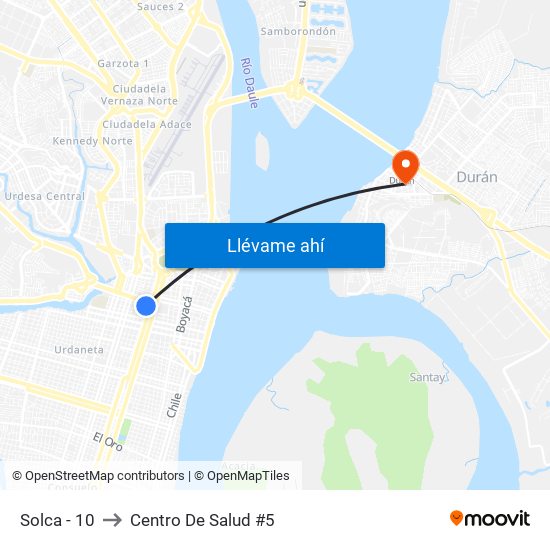 Solca - 10 to Centro De Salud #5 map