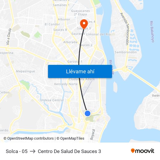 Solca - 05 to Centro De Salud De Sauces 3 map