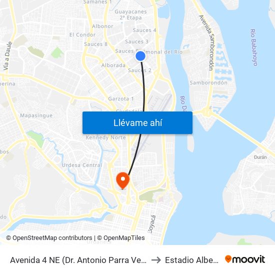 Avenida 4 NE (Dr. Antonio Parra Velasco) Y 4to Callejon 16a to Estadio Alberto Spencer map