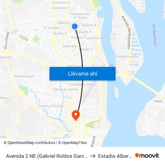 Avenida 2 NE (Gabriel Roldos Garces) Y 9no Pasaje 3a NE to Estadio Alberto Spencer map