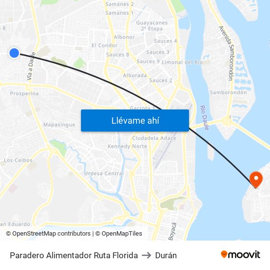 Paradero Alimentador Ruta Florida to Durán map