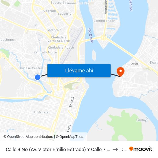 Calle 9 No   (Av. Víctor Emilio Estrada) Y Calle 7 No (Jorge Pérez Concha) (Parque Jerusalén) to Durán map