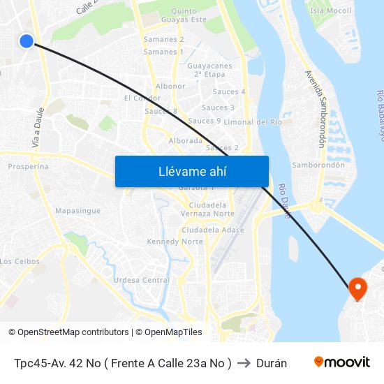 Tpc45-Av. 42 No ( Frente A Calle 23a No ) to Durán map