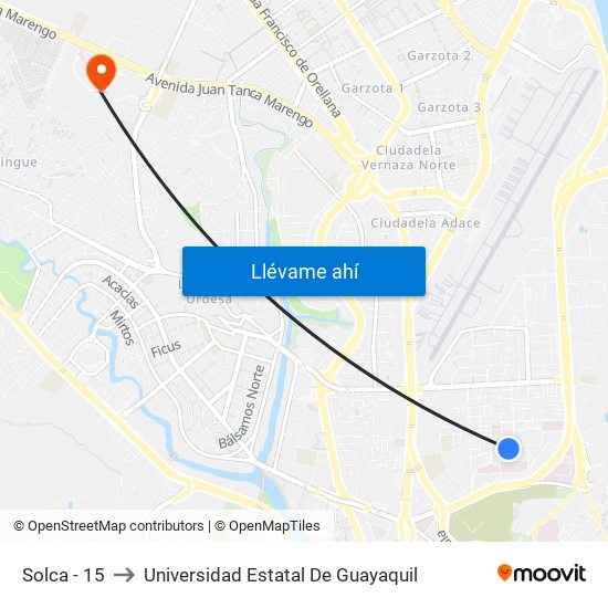 Solca - 15 to Universidad Estatal De Guayaquil map