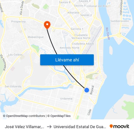José Vélez Villamar, 905 to Universidad Estatal De Guayaquil map