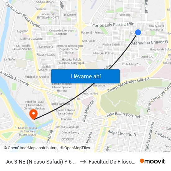 Av. 3 NE (Nicaso Safadi) Y 6 Pasaje 11a NE to Facultad De Filosofia Y Letras map