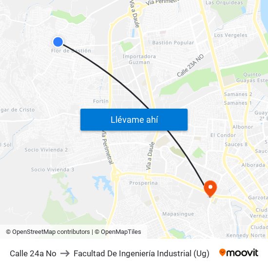 Calle 24a No to Facultad De Ingeniería Industrial (Ug) map