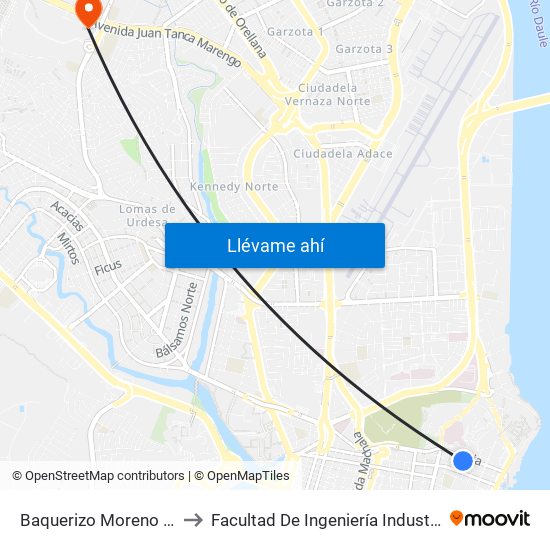 Baquerizo Moreno Y Loja to Facultad De Ingeniería Industrial (Ug) map