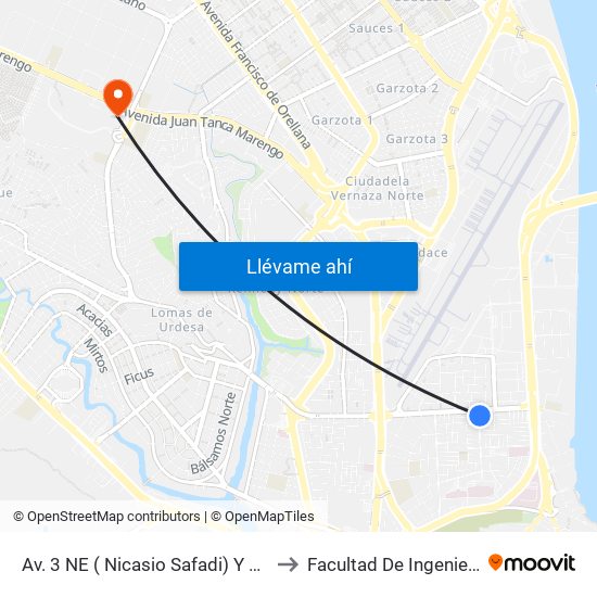 Av. 3 NE ( Nicasio Safadi) Y Calle 12 NE (Plaza Dañin) to Facultad De Ingeniería Industrial (Ug) map