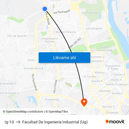 Ig-10 to Facultad De Ingeniería Industrial (Ug) map