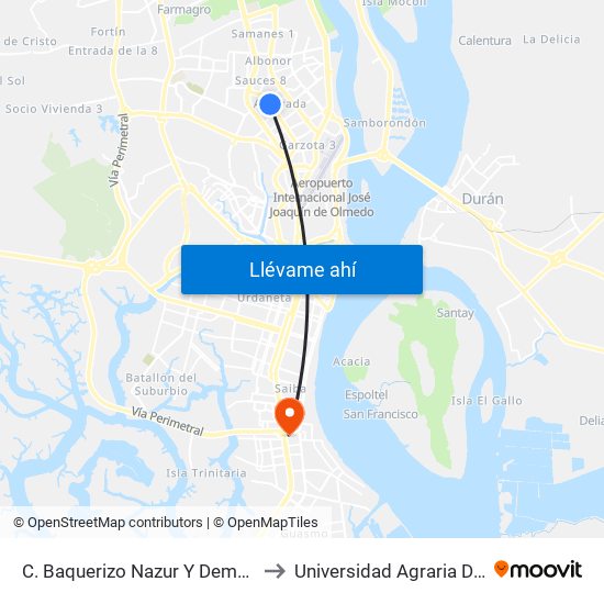C. Baquerizo Nazur  Y Demetrio Aguilera to Universidad Agraria Del Ecuador map
