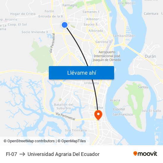 Fl-07 to Universidad Agraria Del Ecuador map