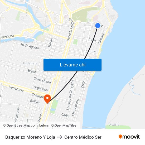 Baquerizo Moreno Y Loja to Centro Médico Serli map
