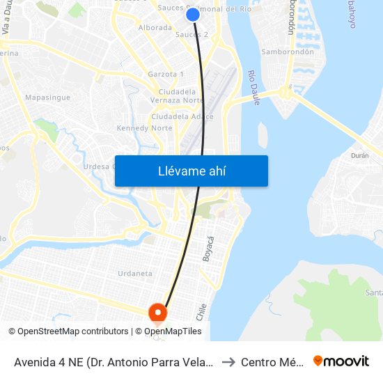 Avenida 4 NE (Dr. Antonio Parra Velasco) Y 4to Callejon 16a to Centro Médico Serli map