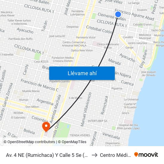 Av. 4 NE (Rumichaca)  Y Calle 5 Se  (Clemente Ballen) to Centro Médico Serli map