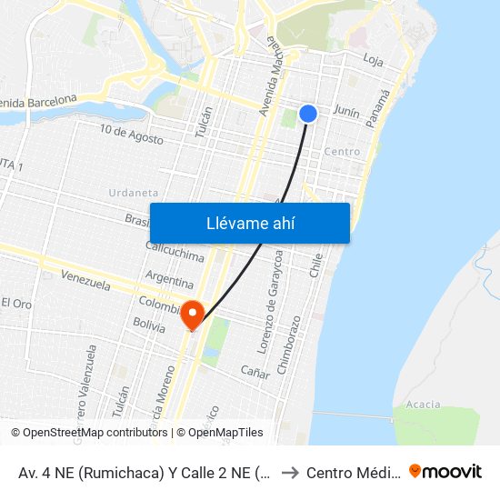 Av. 4 NE (Rumichaca)  Y Calle 2 NE  (Victor M. Rendon) to Centro Médico Serli map