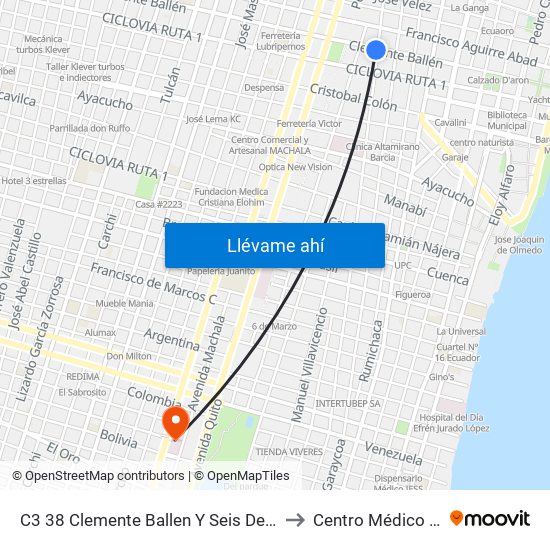 C3 38 Clemente Ballen Y Seis De Marzo to Centro Médico Serli map