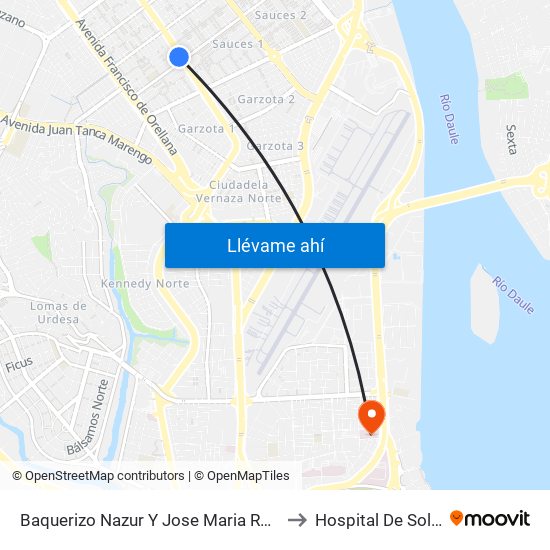 Baquerizo Nazur  Y  Jose Maria Roura to Hospital De Solca map
