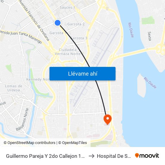 Guillermo Pareja Y  2do Callejon 15e N-E to Hospital De Solca map