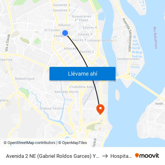Avenida 2 NE (Gabriel Roldos Garces) Y Avenida 3 NE (Isidro Ayora Cuev)A to Hospital De Solca map