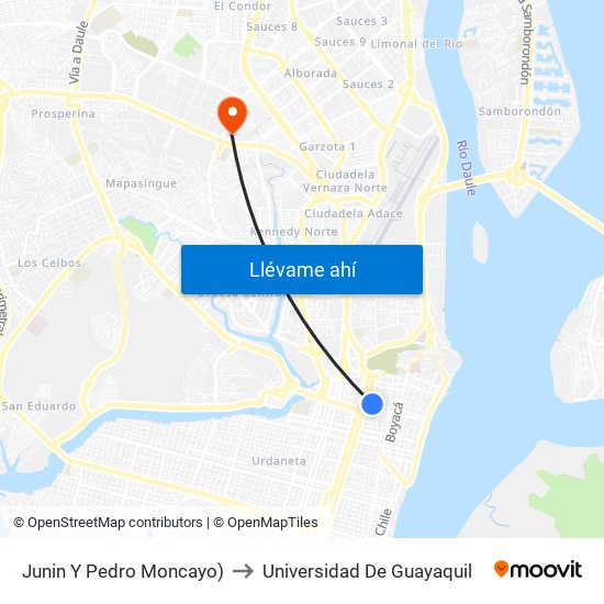 Junin Y Pedro Moncayo) to Universidad De Guayaquil map