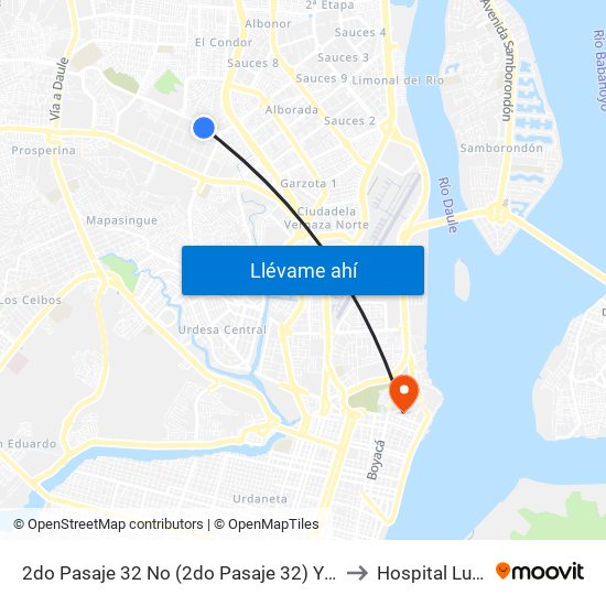 2do Pasaje 32 No (2do Pasaje 32) Y Calle 18j No (Felipe Pezo) to Hospital Luis Vernaza map