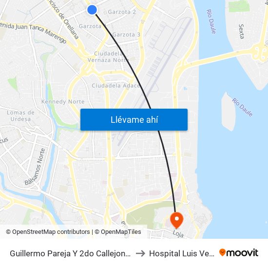 Guillermo Pareja Y  2do Callejon 15e N-E to Hospital Luis Vernaza map